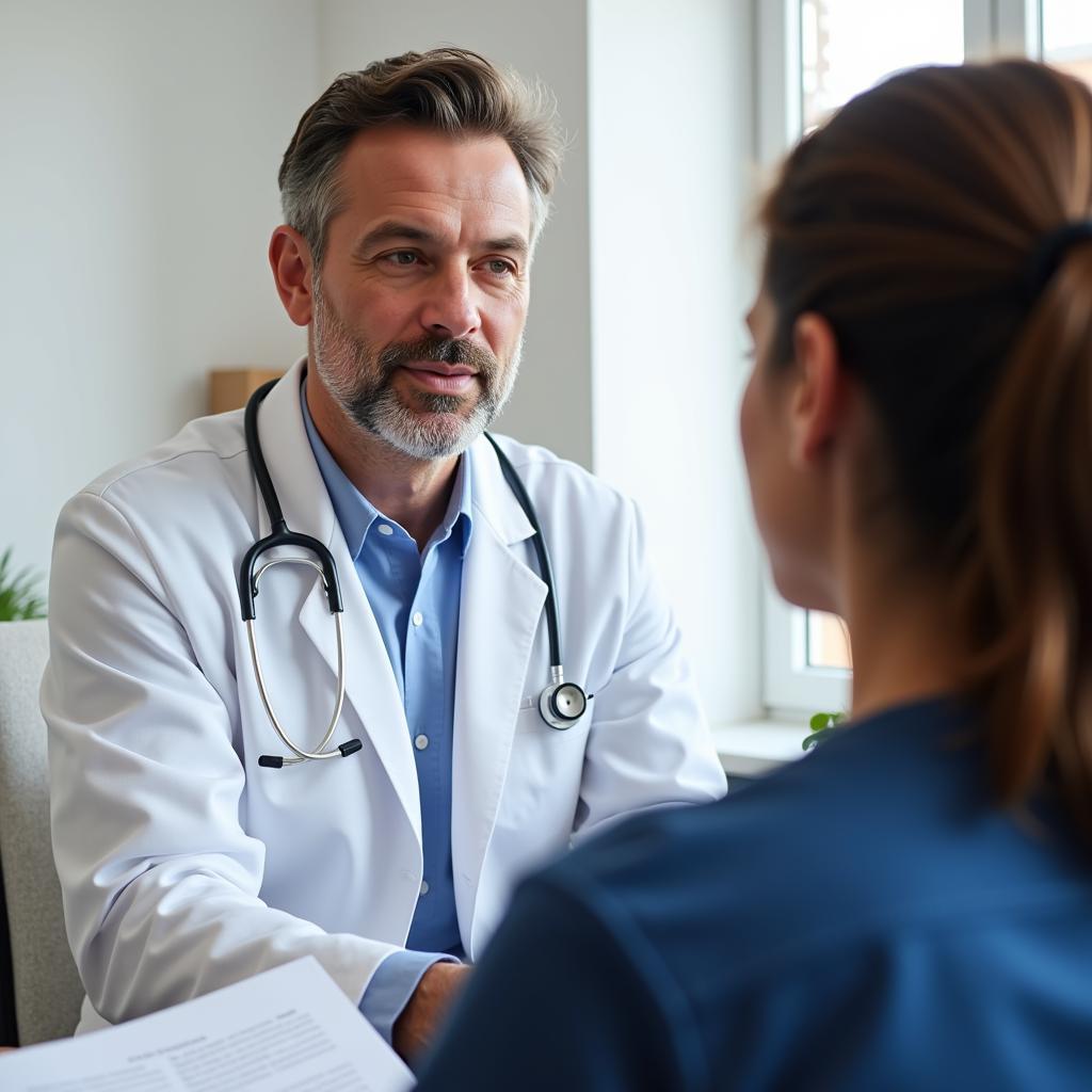 Doctor in consultation with a patient at their workplace