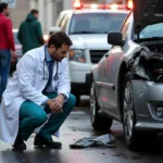 Doctor Volunteering at Car Accident Scene