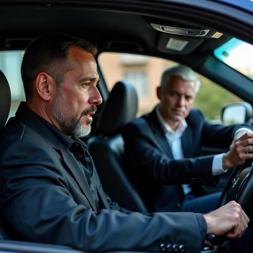 Driver interacting with a Secret Service agent