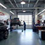 Modern car repair garage interior in Dunstable