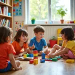 Children Engaged in Interactive Learning at an Early Childhood Education Center