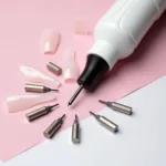 Electric nail drill with various bits for professional nail care services.