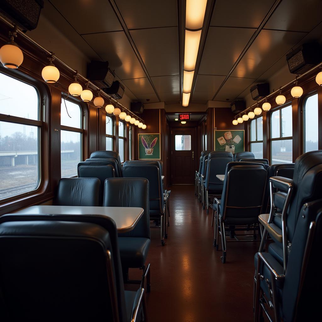 Empty Cafe Car on Amtrak Train