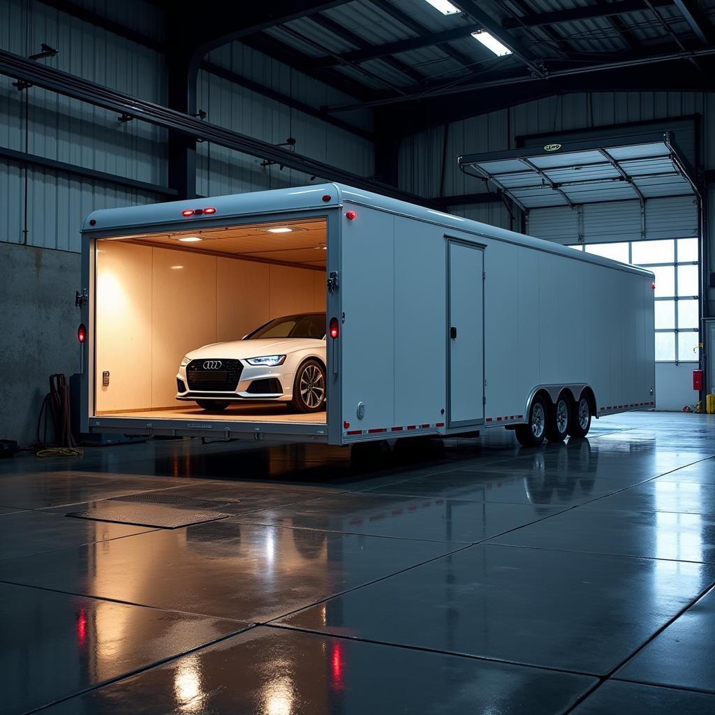 Enclosed Car Transport Carrier in a Secure Facility