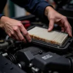 Mechanic Replacing Engine Air Filter