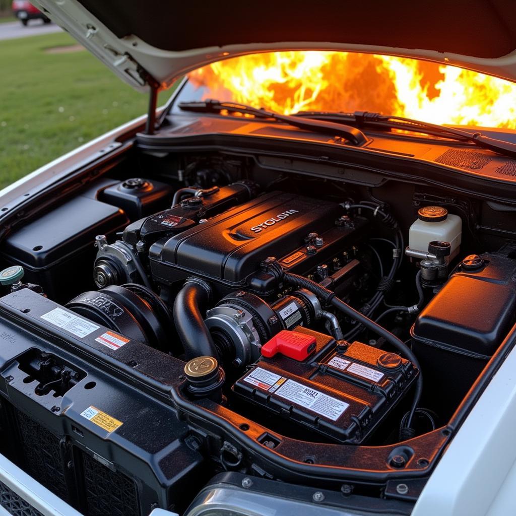 Exposed Engine Bay after Dash Roll