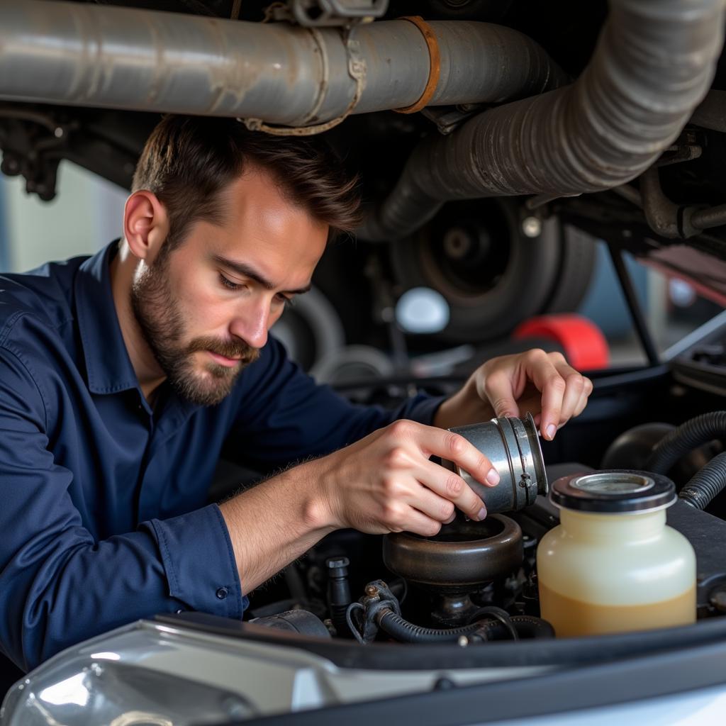 Car engine oil change process