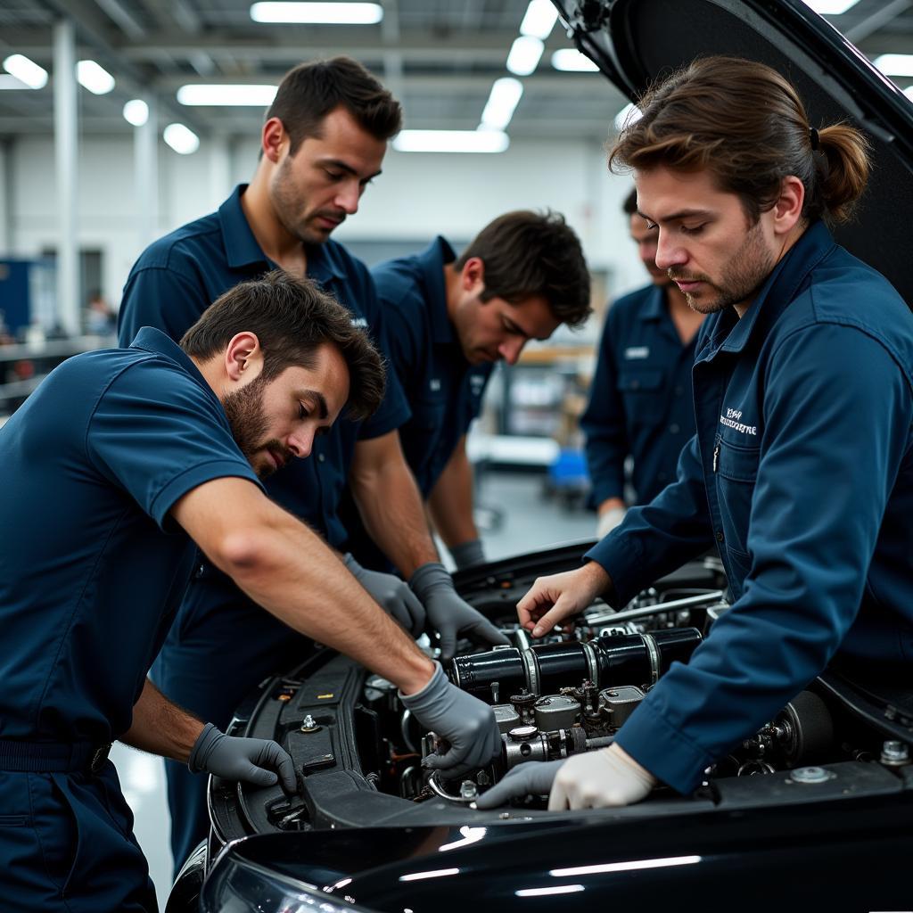 Skilled Mechanics Performing Engine Repair in Bay Ridge