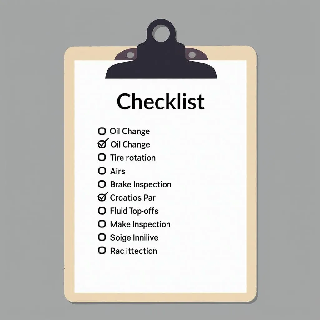 Car service checklist on a clipboard