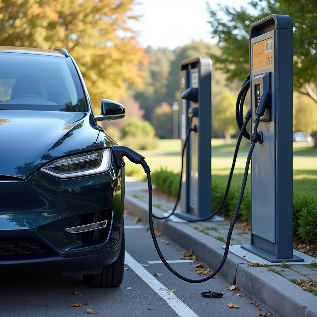 Electric vehicle charging at a public station