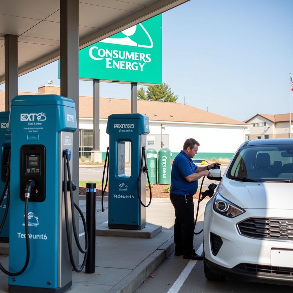 EV Charging Station at a Car Service Center in Caro MI