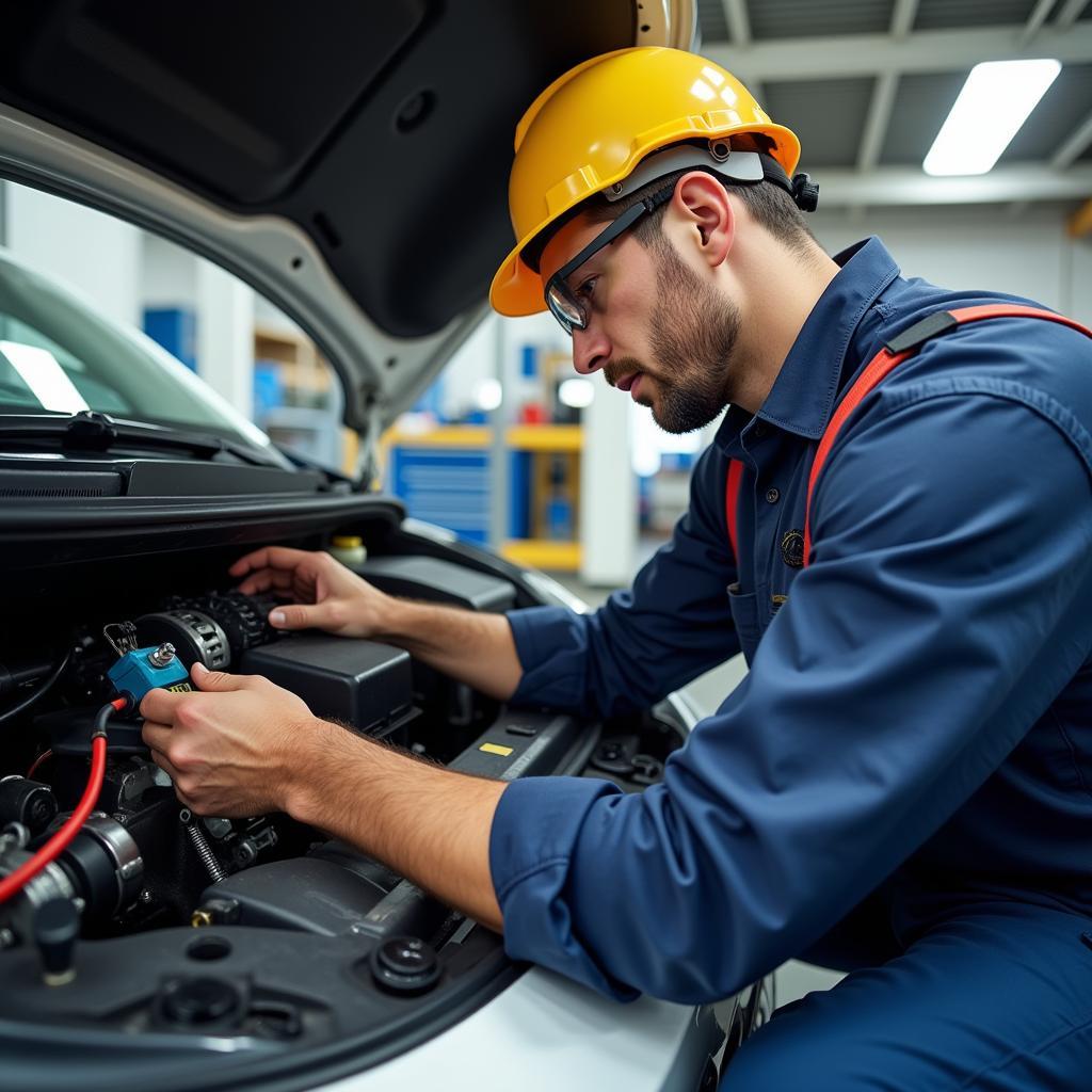 EV Mechanic at Work