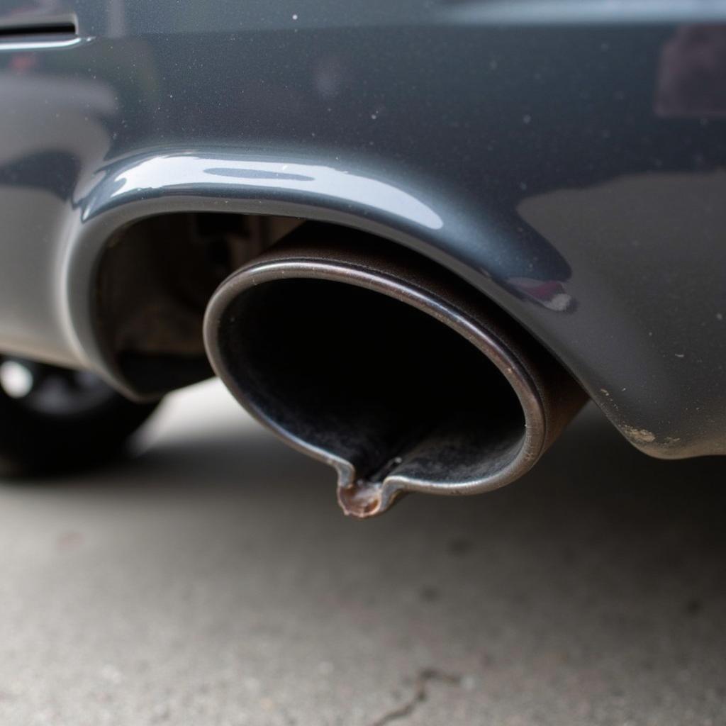 Car exhaust manifold with a visible leak