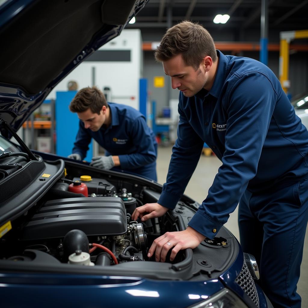 Experienced Mechanic Inspecting a Car