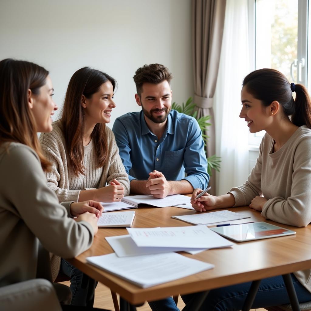 Family Discussing Hospice Costs With Advisor