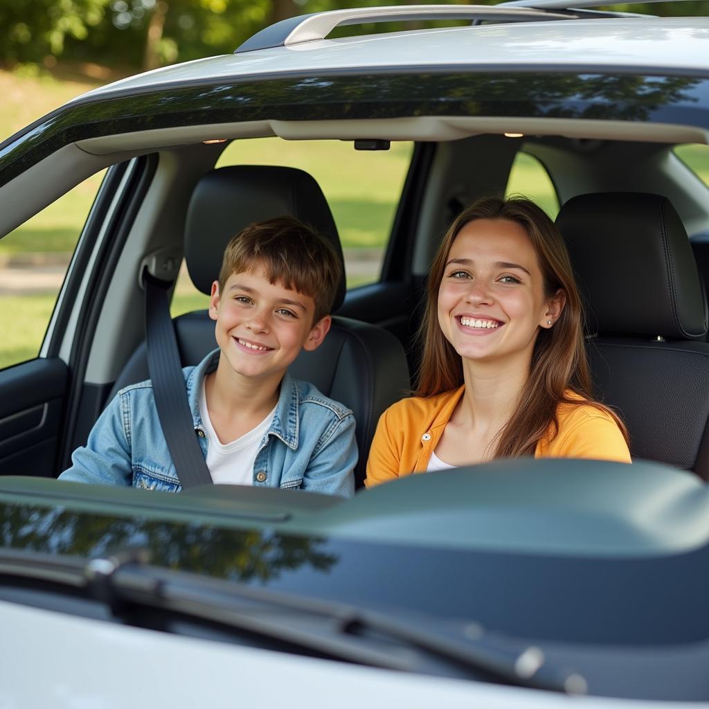 Family Enjoying Clean Car