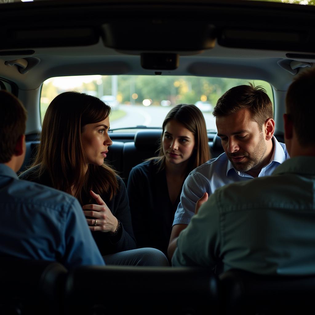 Family members finding solace in a service car