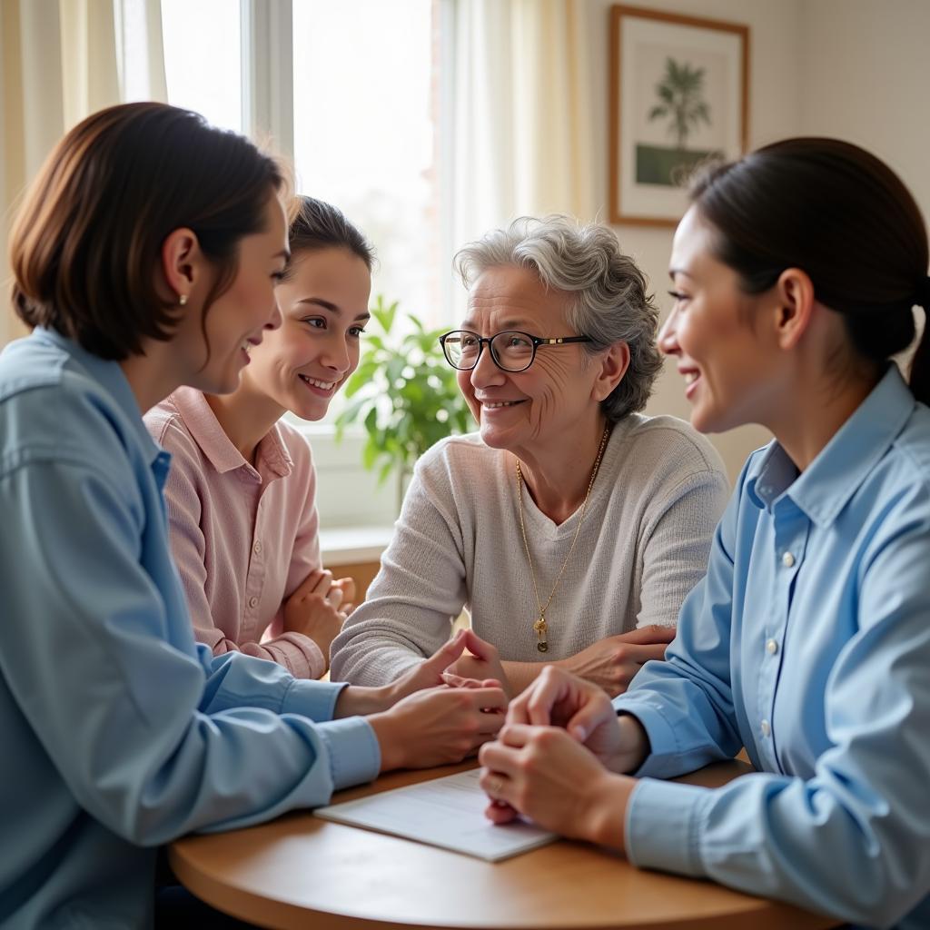 Family meeting with a home care professional