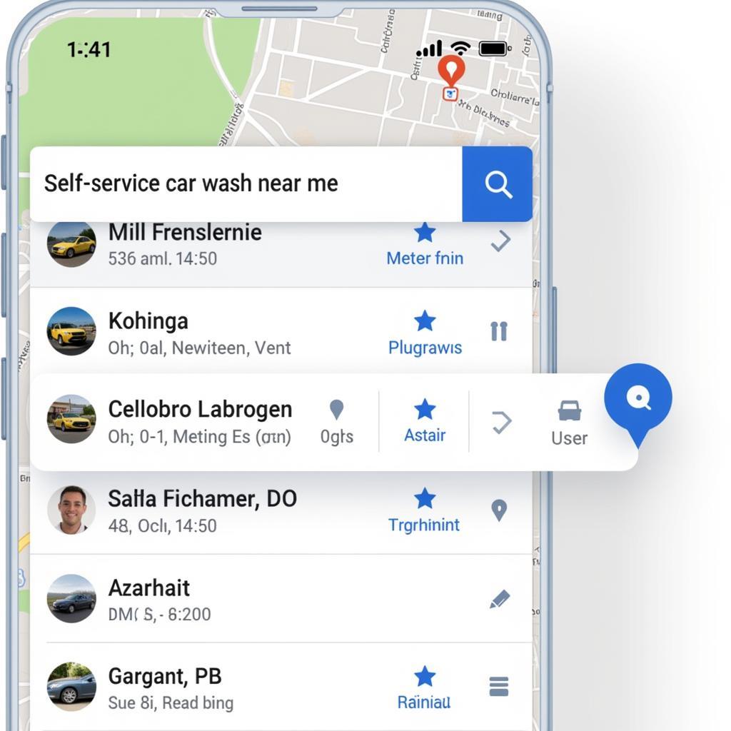 Using a map to find the nearest self-service car wash