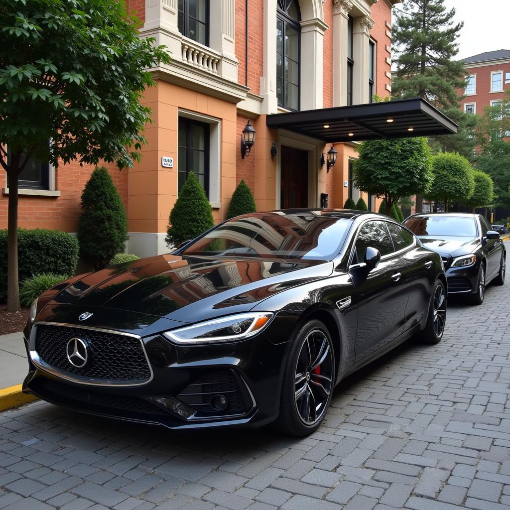 Fleet of Black Cars at High-Profile Event