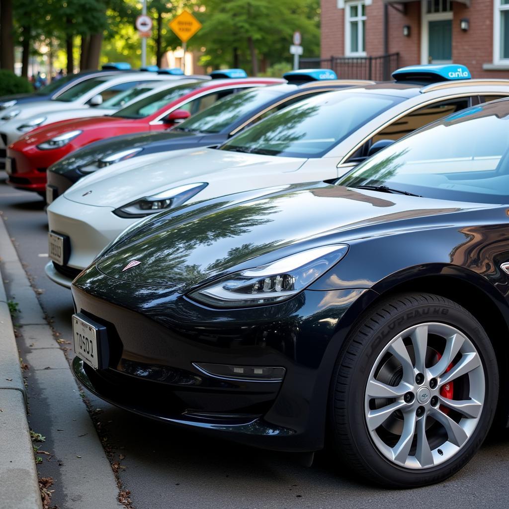 Fleet of Electric Cars Parked