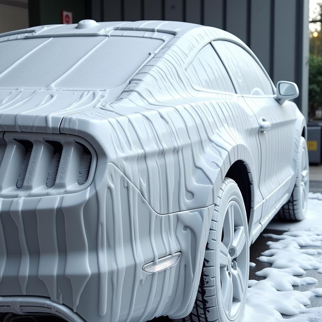 Car Covered in Foam Wax