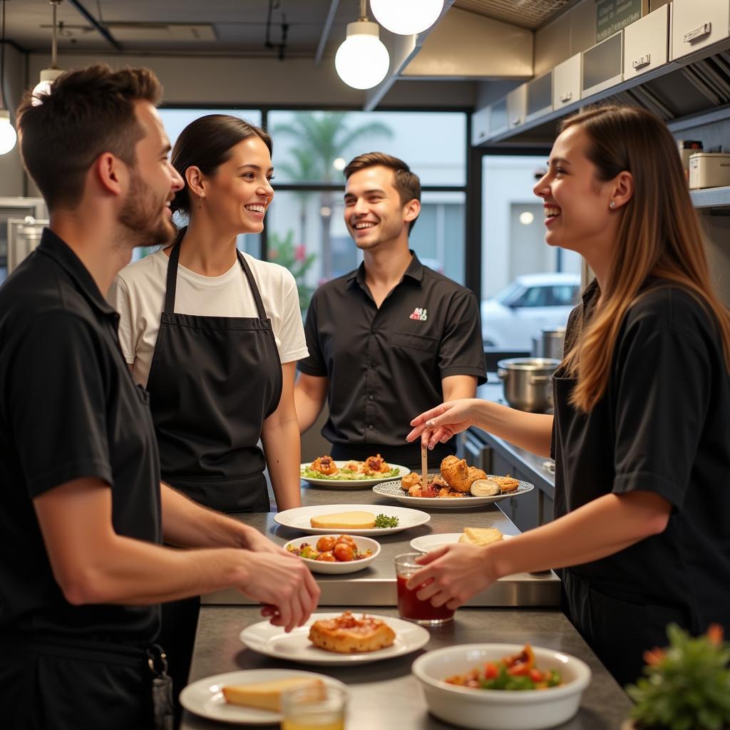 Food Service Workers Smiling in a Positive Work Environment