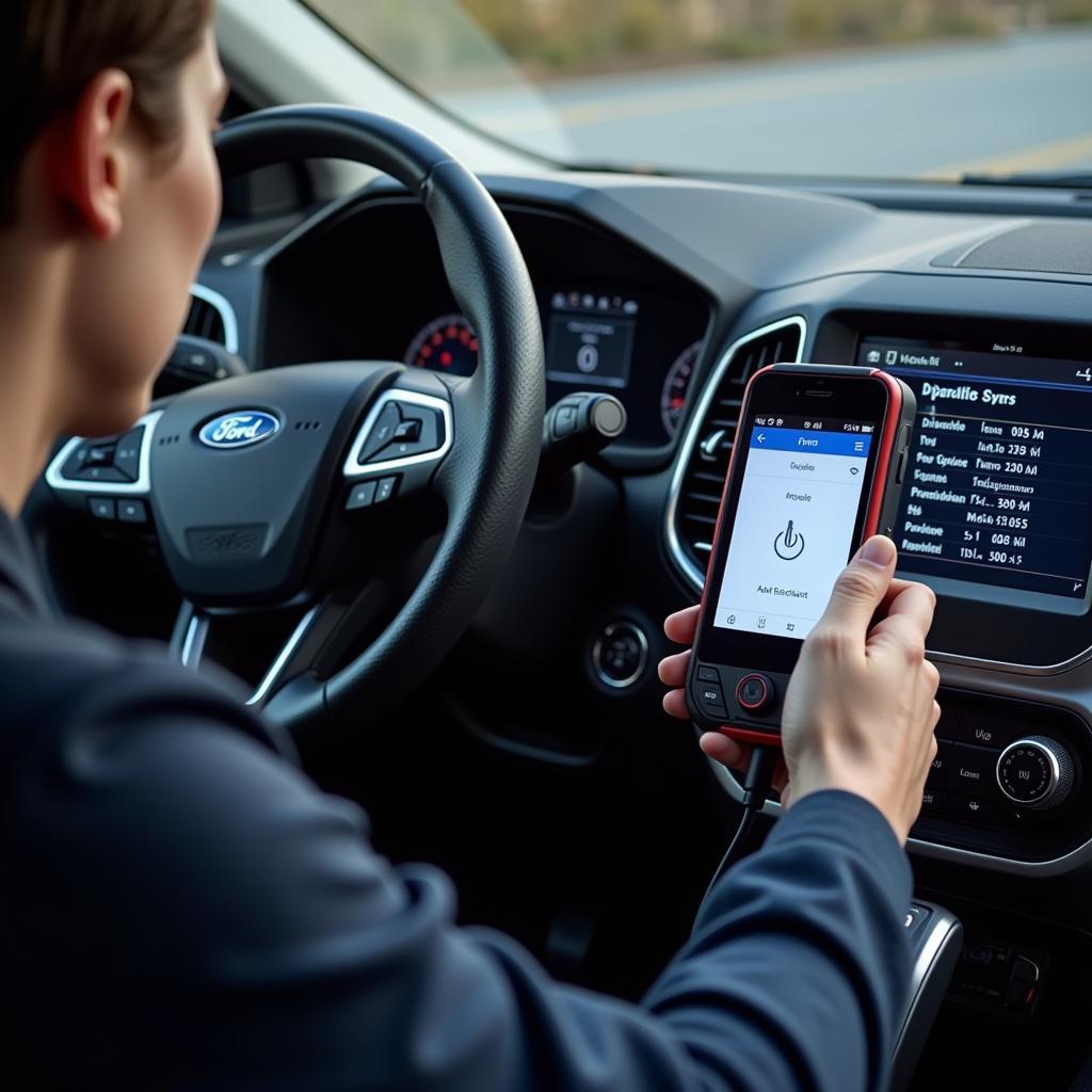 Ford Vehicle Undergoing Diagnostic Scan