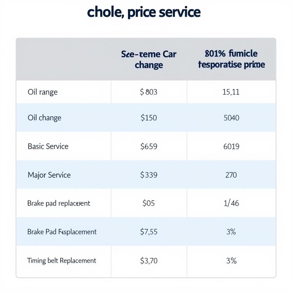 Ford service price range for different services