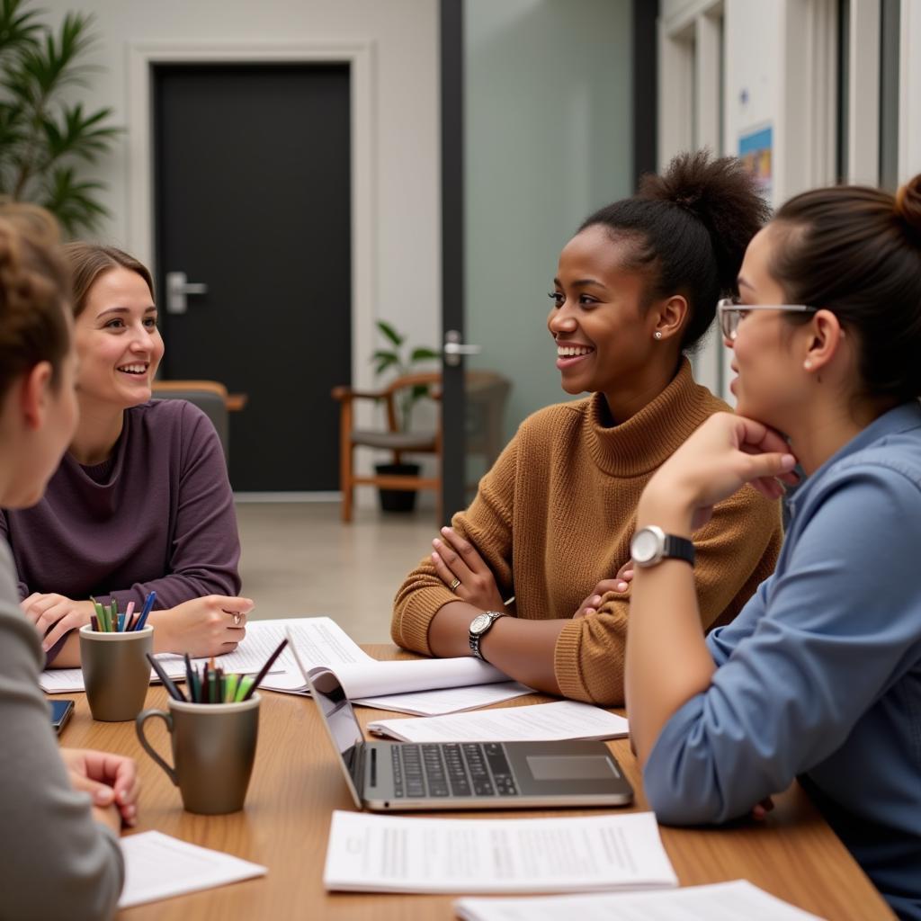 Foster family attending a support group meeting