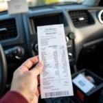 Car service owner holding gas station receipt