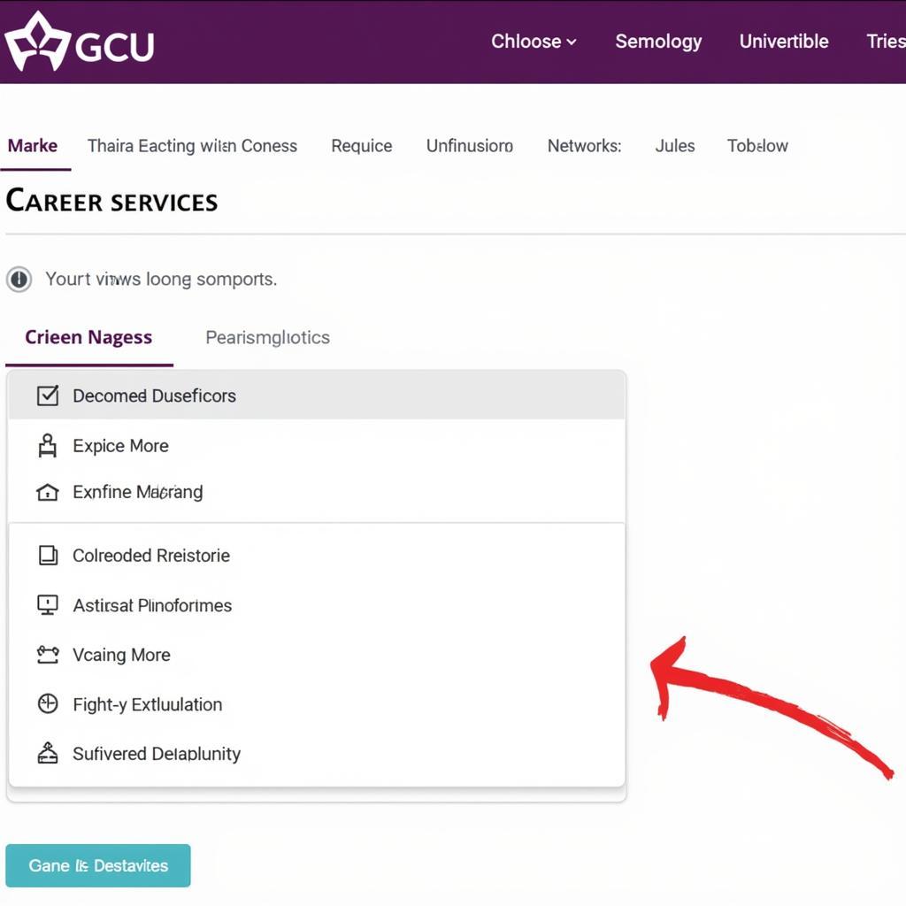 GCU Career Services Website Navigation