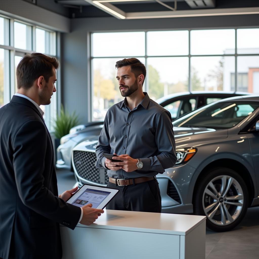 Genesis Owner Talking to Service Advisor