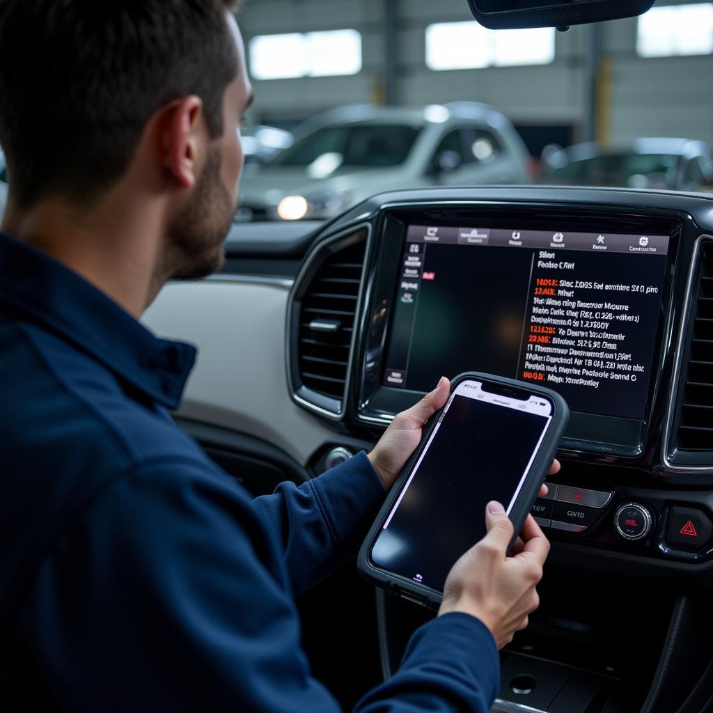 Genesis Technician Performing Diagnostics