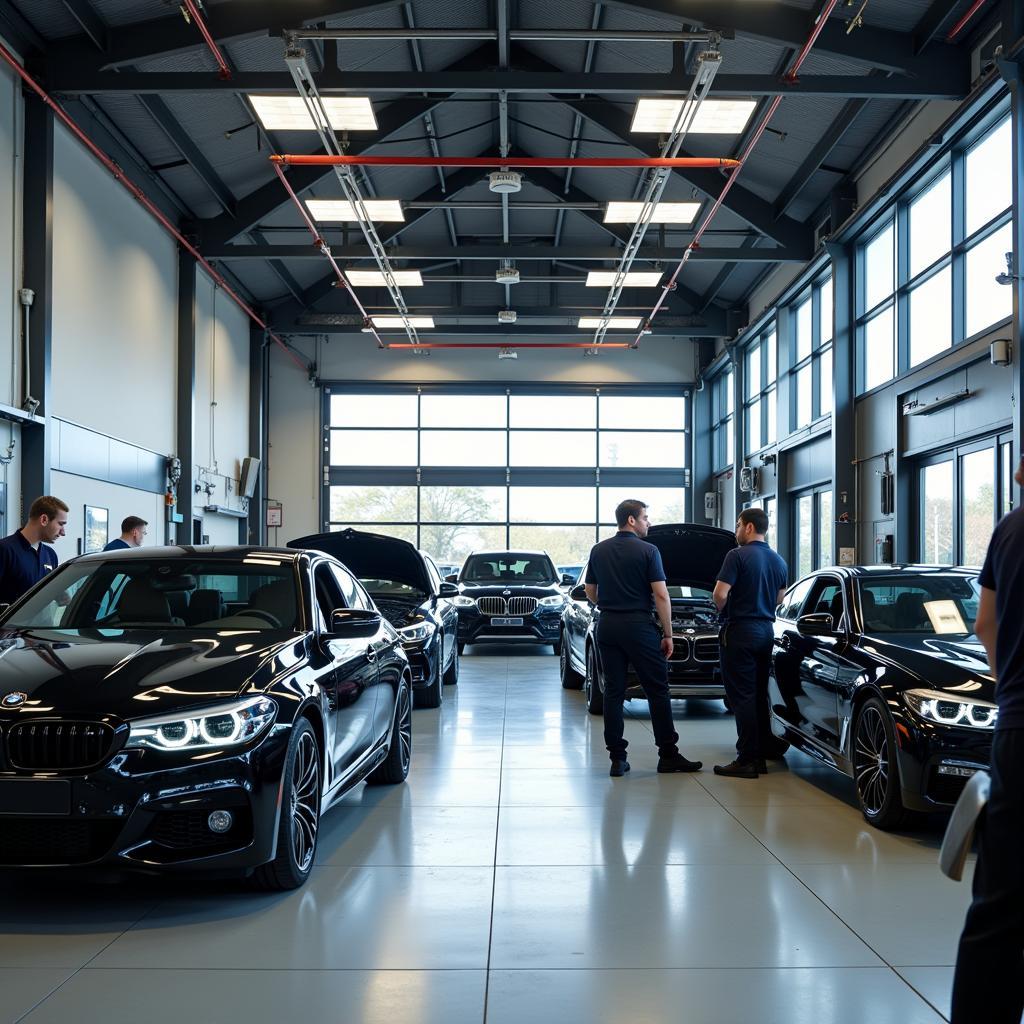 Busy German Car Service Center