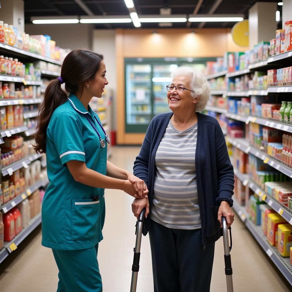 Senior Citizen Receiving Grocery Shopping Assistance