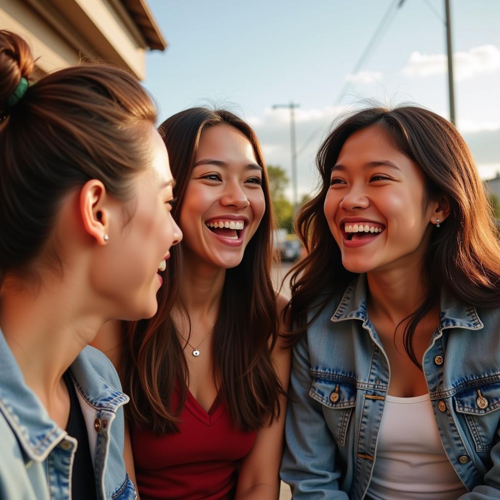 Group of friends laughing together