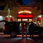 A group of friends arriving at a Boca Raton event in a spacious SUV