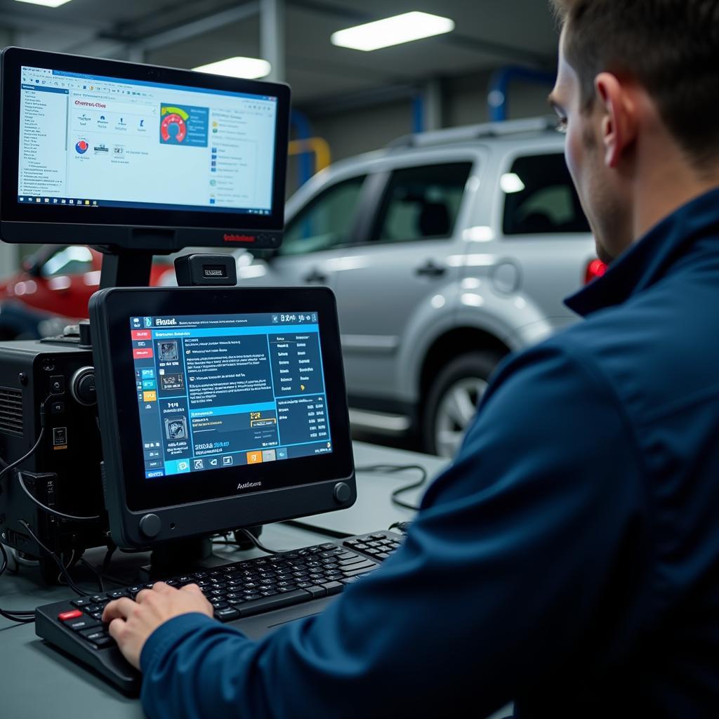 Advanced Car Diagnostic Equipment in a Halfors Service Center