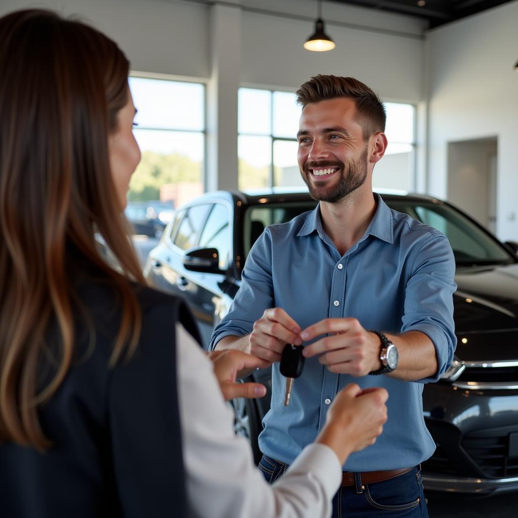 Happy Customer Receiving Car Keys