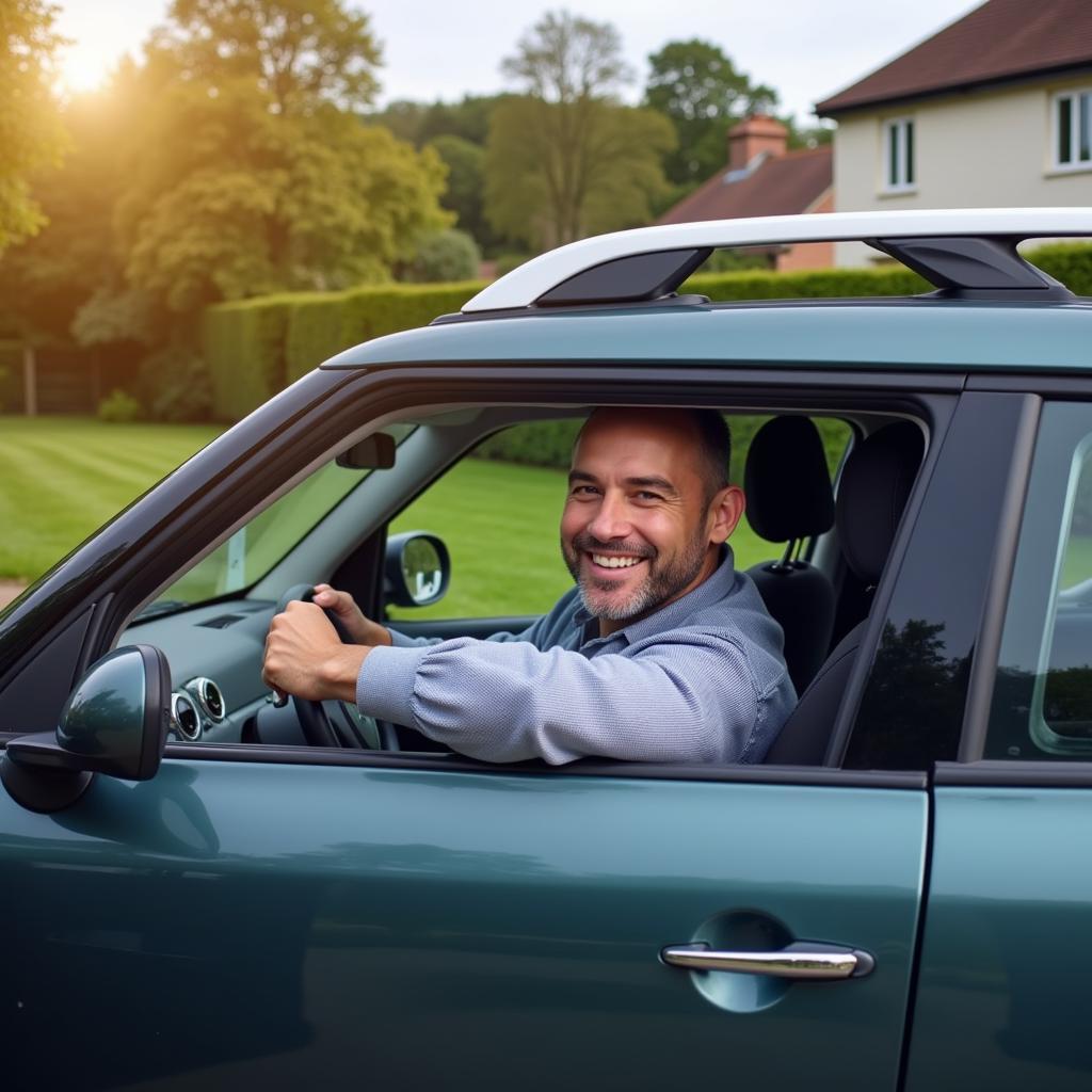 Happy driver in Dorking with a serviced car