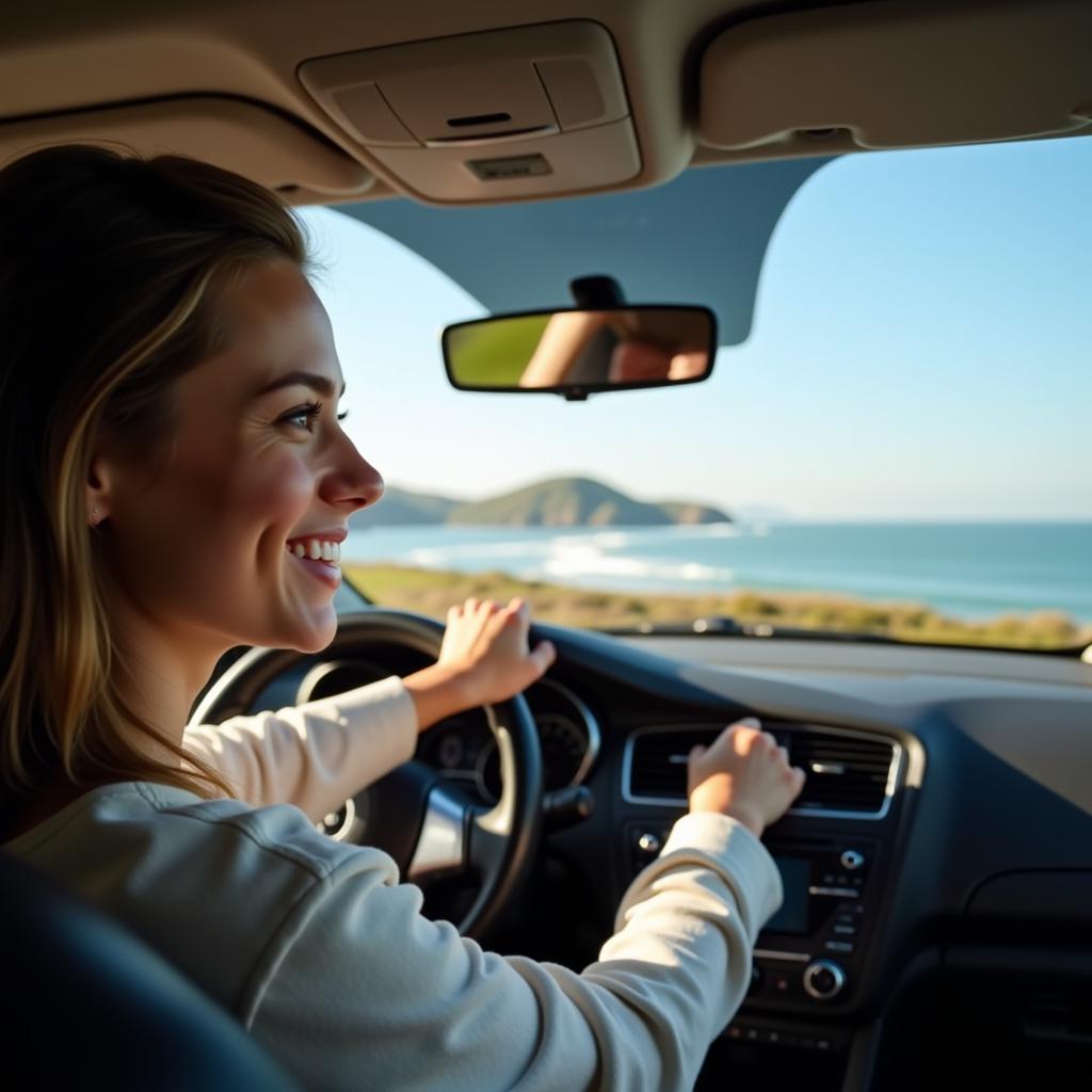 Happy driver on a Portugal road trip