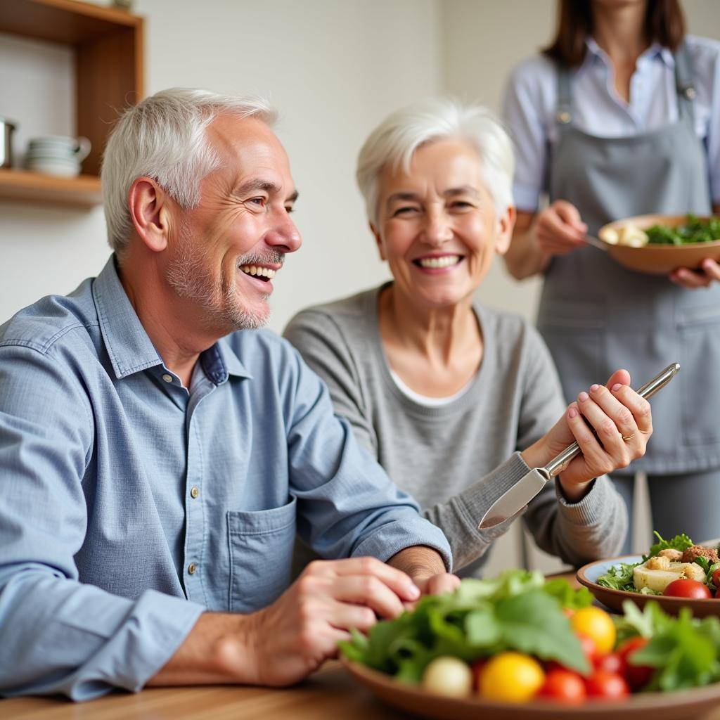 Happy Elderly Couple Receiving Home Care