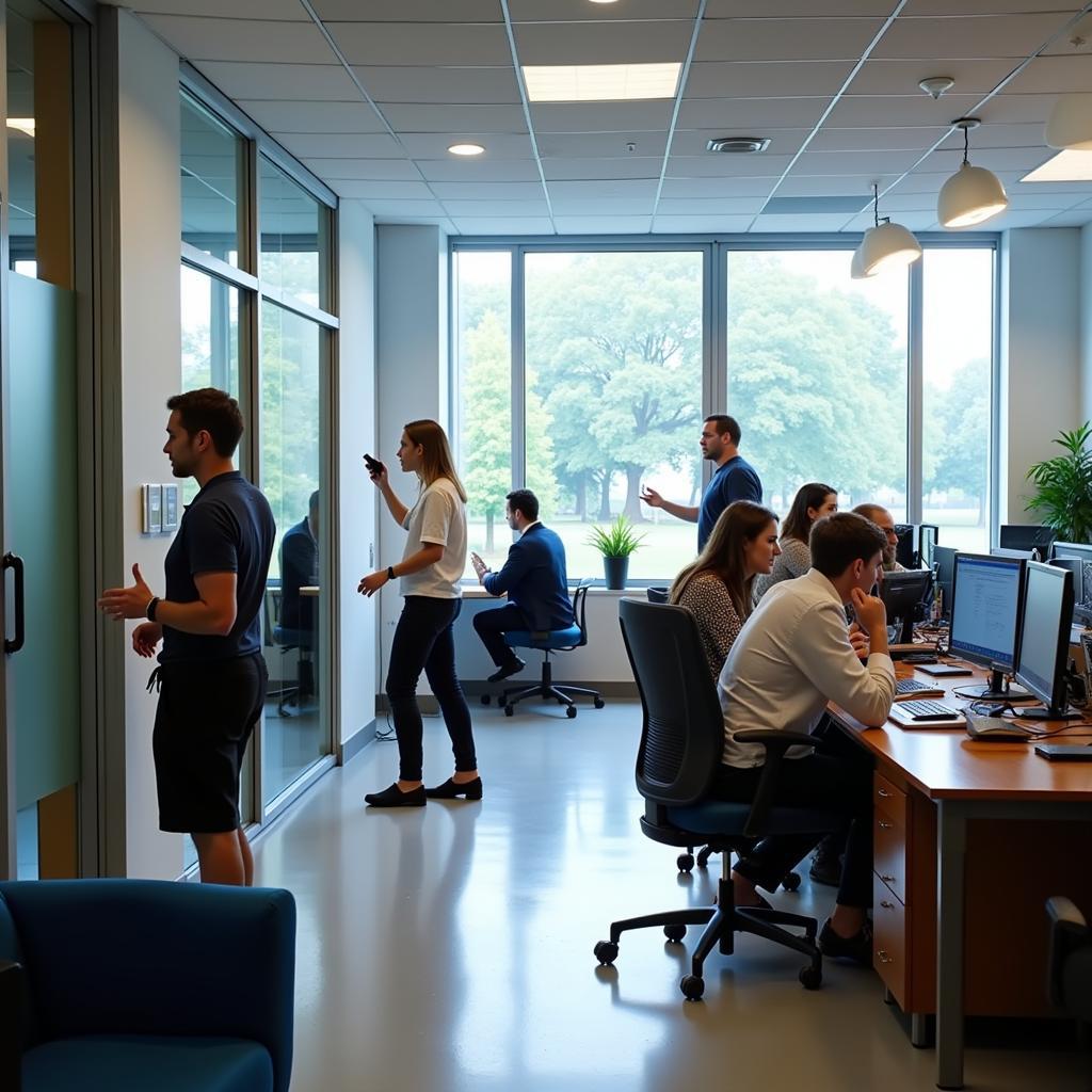 HCSC employees working in a modern office