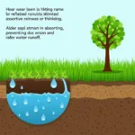 Healthy lawn absorbing rainwater