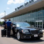 Car service parked in front of Newark Airport