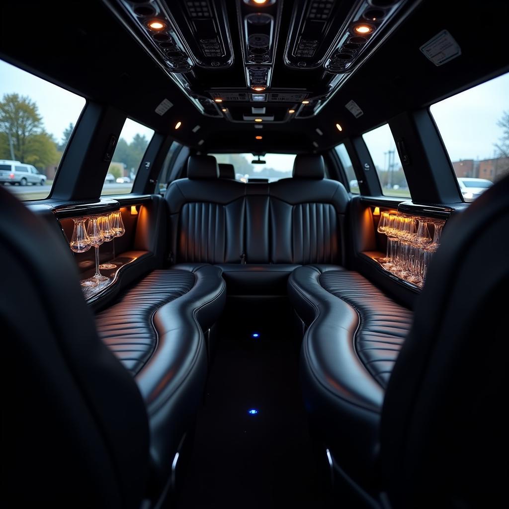 Luxurious interior of a black car limo