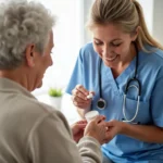 Home Care Aide Assisting Senior with Medication