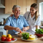 Home Care Aide Preparing a Healthy Meal