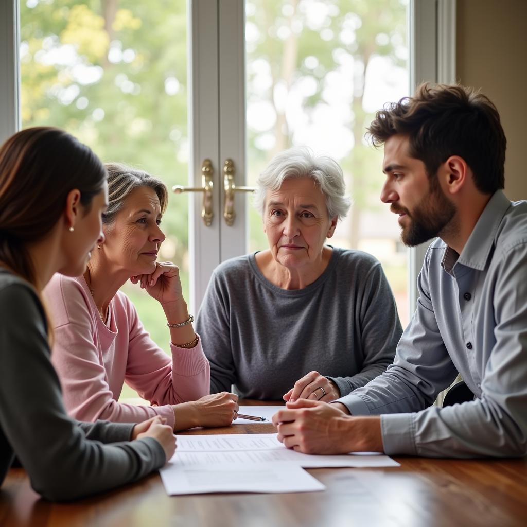 Family discussing home care options with a professional